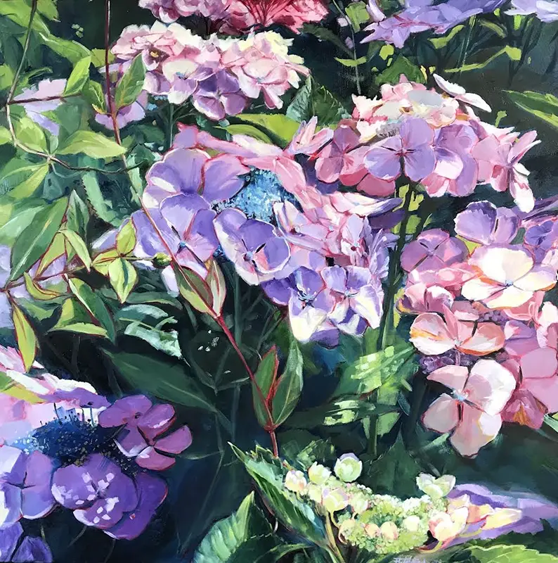 Schilderij Hortensia's