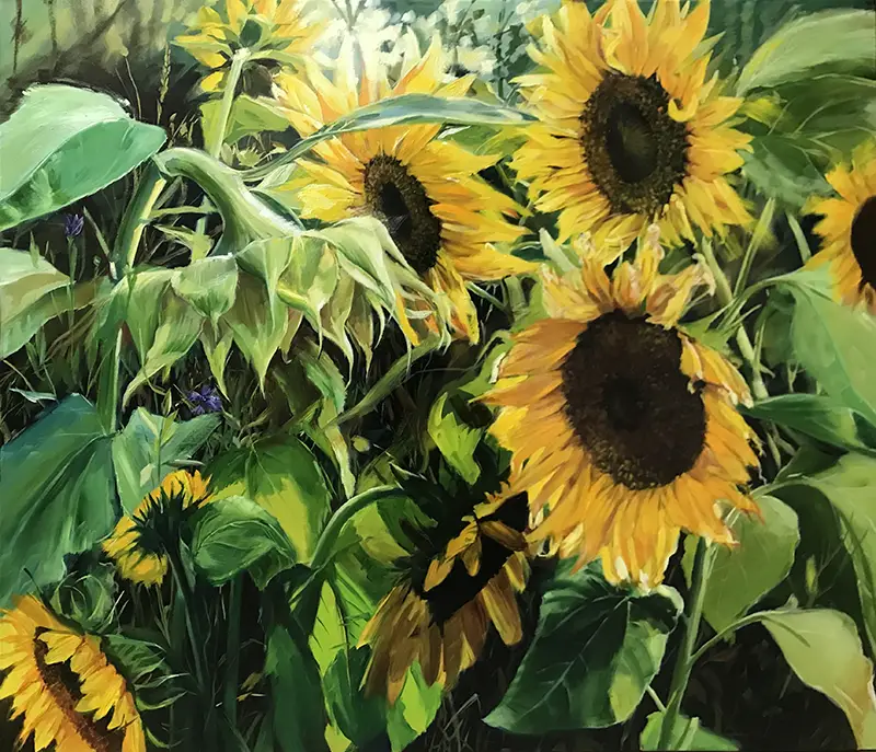 Schilderij zonnebloemen